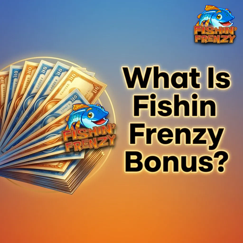 Colorful Fishin Frenzy slot game interface showing bonus features, free spins, and casino promotional offers on screen.